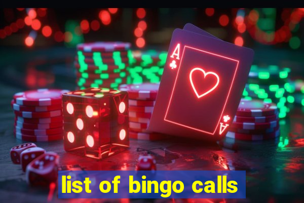 list of bingo calls